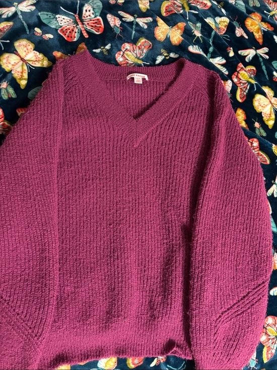 Joe Fresh Sweaters - Joe Fresh Plum V-Neck Textured Knit Sweater